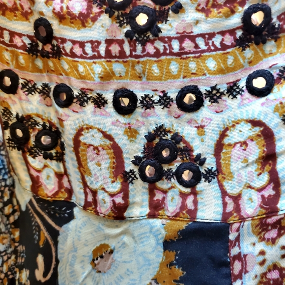 Free People Silk Road Boho Side Slit Skirt Size 10 Satin - Picture 10 of 11